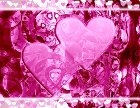 simsearch:400-05368603,k - Computer designed abstract background - Valentine's day card with two harts Stock Photo - Budget Royalty-Free & Subscription, Code: 400-03960996