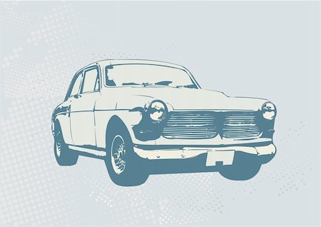 Illustration vectorielle de la voiture ancienne vintage personnalisé du collecteur Photographie de stock - Aubaine LD & Abonnement, Code: 400-03961271