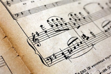 Old vintage musical page close-up Stock Photo - Budget Royalty-Free & Subscription, Code: 400-03961675