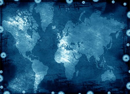 Computer designed grunge world map Stock Photo - Budget Royalty-Free & Subscription, Code: 400-03962633