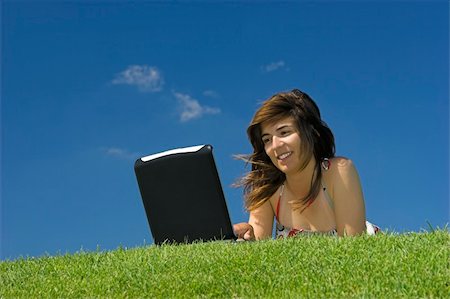 simsearch:400-03934248,k - Woman in outdoor study with a laptop Stock Photo - Budget Royalty-Free & Subscription, Code: 400-03962872