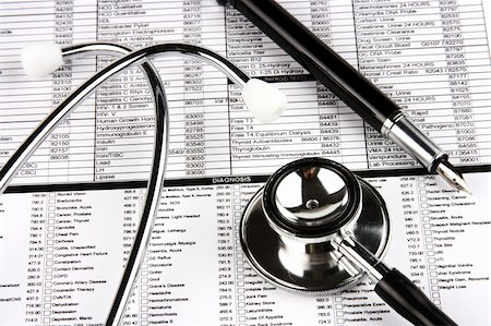 form patient - Stethoscope and fountain pen over a medical report. Stock Photo - Budget Royalty-Free & Subscription, Code: 400-03975914