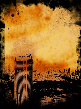 simsearch:400-04198862,k - Grunge style background with Tokyo city view Stock Photo - Budget Royalty-Free & Subscription, Code: 400-03976607