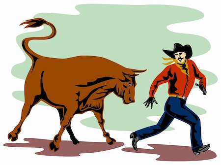 running with bulls - Vector art on the sport of rodeo Stock Photo - Budget Royalty-Free & Subscription, Code: 400-03977813