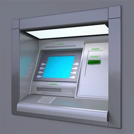 simsearch:400-05670020,k - 3D illustration of outdoor ATM machine. Image include several clipping paths for easily extraction background, screen etc. Stock Photo - Budget Royalty-Free & Subscription, Code: 400-03978248