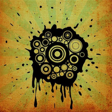simsearch:400-03952119,k - retro circles and ink splats on grunge background with rays Photographie de stock - Aubaine LD & Abonnement, Code: 400-03970070