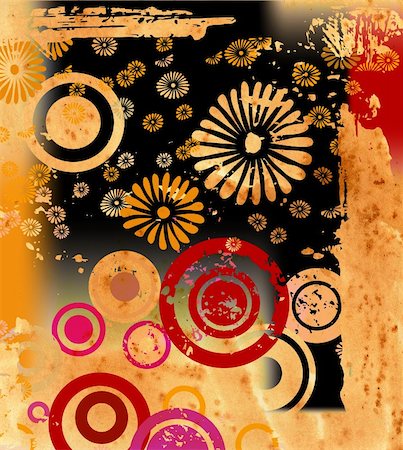 abstract design with circles and flowers Photographie de stock - Aubaine LD & Abonnement, Code: 400-03970103