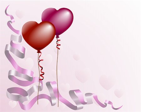 A valentine?s card style background with heart shaped balloons and ribbon Foto de stock - Super Valor sin royalties y Suscripción, Código: 400-03970803