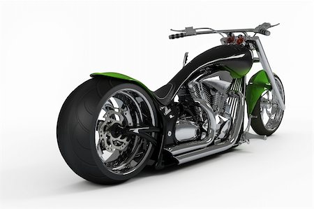 simsearch:400-03927951,k - hires computer generated image of green macho custom bike or chopper Stock Photo - Budget Royalty-Free & Subscription, Code: 400-03973618