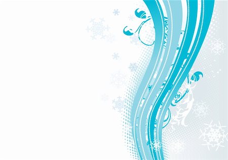 simsearch:400-07053830,k - Surreal snowflakes design .  Blue abstract background with waves, ribbons and snowflakes. Vector illustration. Stock Photo - Budget Royalty-Free & Subscription, Code: 400-03973670
