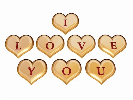 simsearch:400-05887181,k - 3d golden hearts with red letters with text - I love you, isolated Stock Photo - Budget Royalty-Free & Subscription, Code: 400-03985396