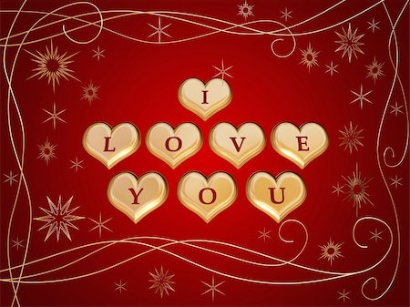simsearch:400-05887181,k - 3d golden hearts, red letters, text - I love you, stars Stock Photo - Budget Royalty-Free & Subscription, Code: 400-03985428