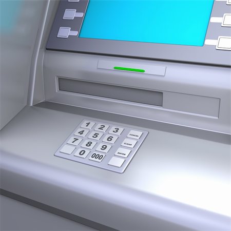 simsearch:400-05670020,k - Close up of an ATM machine. Keyboard detail. Clipping path included for easily isolate keys, screen, slot etc... Stock Photo - Budget Royalty-Free & Subscription, Code: 400-03986538
