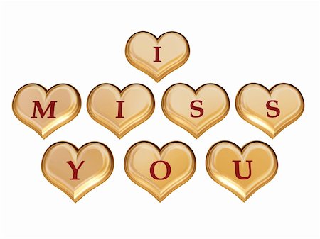 simsearch:400-05887181,k - 3d golden hearts with red letters with text - I miss you, isolated Stock Photo - Budget Royalty-Free & Subscription, Code: 400-03987627