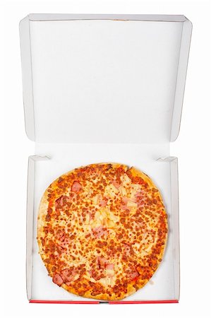 simsearch:400-04479187,k - Tasty Italian pizza in the carton box, isolated on white background Stock Photo - Budget Royalty-Free & Subscription, Code: 400-03987974