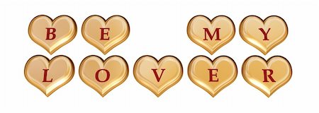 simsearch:400-05887181,k - 3d golden hearts with red letters with text - be my lover, isolated Stock Photo - Budget Royalty-Free & Subscription, Code: 400-03987970