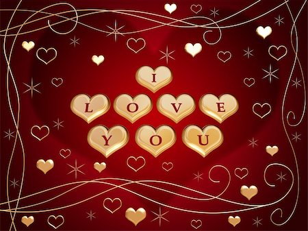 simsearch:400-05887181,k - 3d golden hearts, red letters, text - I love you, stars Stock Photo - Budget Royalty-Free & Subscription, Code: 400-03988311