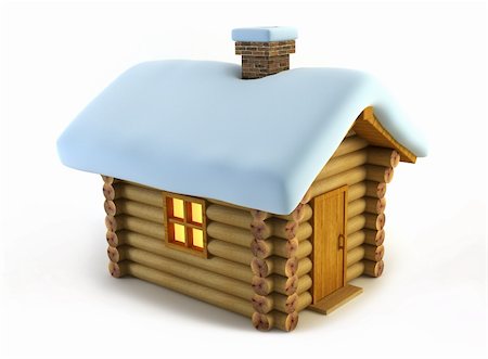 symbolic christmas loghouse 3d rendering Stock Photo - Budget Royalty-Free & Subscription, Code: 400-03988836