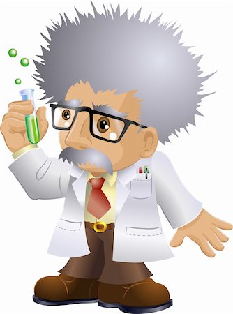 Illustration of a kooky professor or scientist holding a test-tube Stock Photo - Budget Royalty-Free & Subscription, Code: 400-03989230