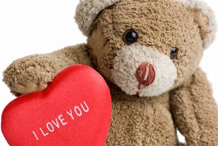 simsearch:400-04315139,k - Teddy bear with red heart - "I love you" inscription on it. Foto de stock - Super Valor sin royalties y Suscripción, Código: 400-03989254