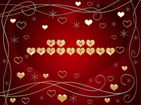 simsearch:400-05887181,k - 3d golden hearts, red letters, text - be my valentine, flowers, stars Stock Photo - Budget Royalty-Free & Subscription, Code: 400-03989335