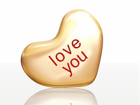 simsearch:400-05887181,k - 3d golden heart, red letters, text - love you, isolated Stock Photo - Budget Royalty-Free & Subscription, Code: 400-03989390