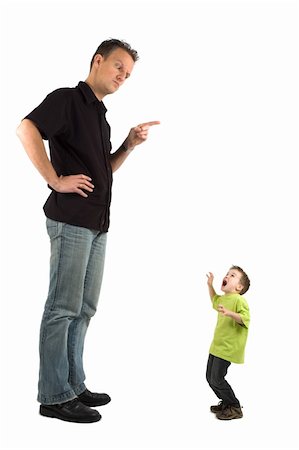 Caricature of a large father and an extra small child. The child is very scared for his father. Use it for all kinds of raising children problems. Stock Photo - Budget Royalty-Free & Subscription, Code: 400-03989448