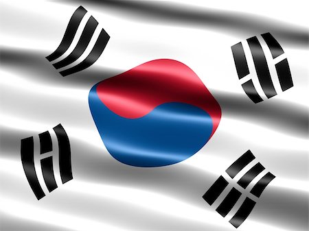 simsearch:400-04145172,k - Flag of South Korea, computer generated illustration with silky appearance and waves Stock Photo - Budget Royalty-Free & Subscription, Code: 400-03989527