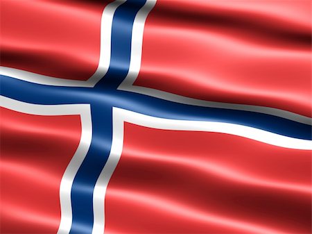 Computer generated illustration of the flag of Norway with silky appearance and waves Stock Photo - Budget Royalty-Free & Subscription, Code: 400-03994127