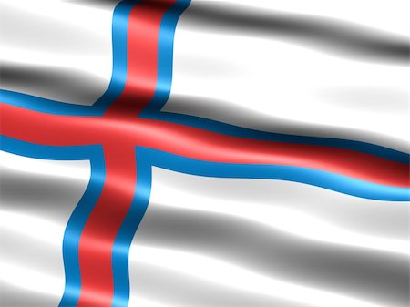 Computer generated illustration of the flag of the Faroe Islands with silky appearance and waves Stock Photo - Budget Royalty-Free & Subscription, Code: 400-03994136