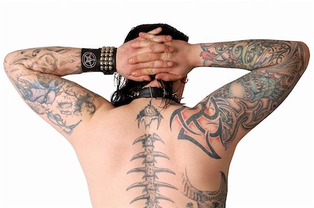 back of a man covered with lot of tatoos Stock Photo - Budget Royalty-Free & Subscription, Code: 400-03994550