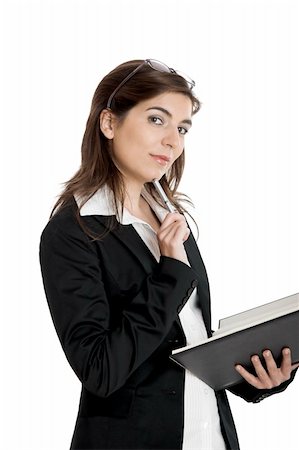 simsearch:400-04351235,k - Portrait of a young and beautiful business woman isolated on white with a case Stock Photo - Budget Royalty-Free & Subscription, Code: 400-03996895