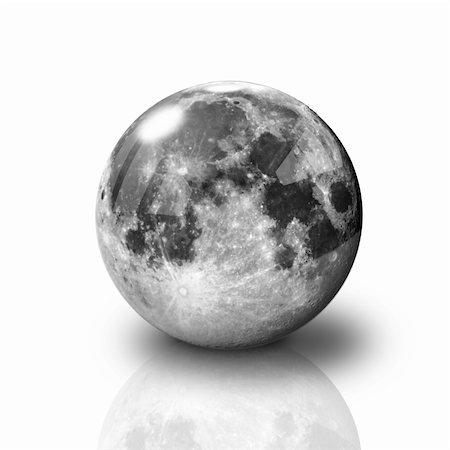 simsearch:400-07516434,k - Glossy Full Moon on white background with reflection Stock Photo - Budget Royalty-Free & Subscription, Code: 400-03997965