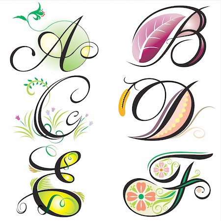 alphabets elements design - series A to F Stock Photo - Budget Royalty-Free & Subscription, Code: 400-03998419
