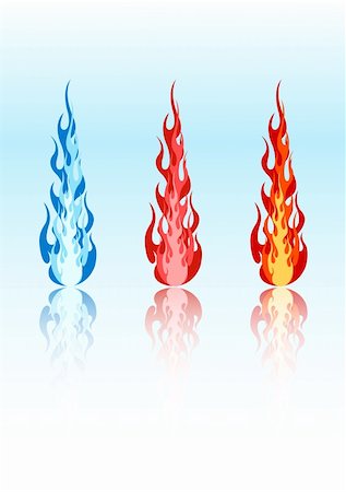 Set of 3 vector colored flames Stock Photo - Budget Royalty-Free & Subscription, Code: 400-03998537