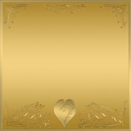 beautiful gold floral frame with love heart Foto de stock - Super Valor sin royalties y Suscripción, Código: 400-03990415