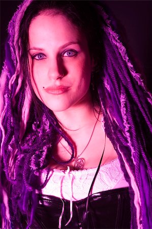 simsearch:400-05693792,k - A beautifull girl with purple dreadlocks in her hair Stock Photo - Budget Royalty-Free & Subscription, Code: 400-03990965