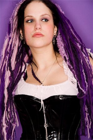 simsearch:400-05693792,k - A beautifull girl with purple dreadlocks in her hair Stock Photo - Budget Royalty-Free & Subscription, Code: 400-03990968