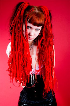 simsearch:400-05693792,k - Gothic girl with red hair Stock Photo - Budget Royalty-Free & Subscription, Code: 400-03990980