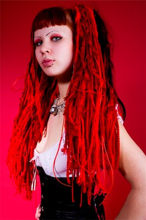 simsearch:400-05693792,k - Gothic girl with red hair Stock Photo - Budget Royalty-Free & Subscription, Code: 400-03990983