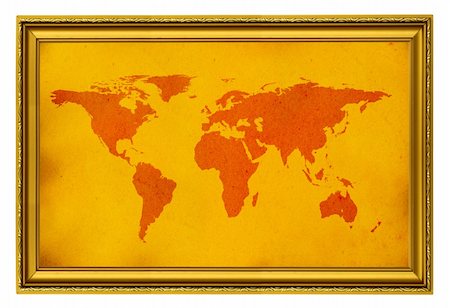 simsearch:400-06860484,k - world map in golden frame isolated on white Stock Photo - Budget Royalty-Free & Subscription, Code: 400-03992088