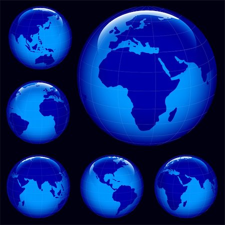 simsearch:400-05052137,k - shiny planet earth map from six views; illustration Photographie de stock - Aubaine LD & Abonnement, Code: 400-03992375