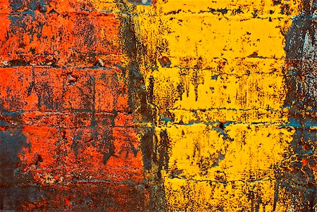 Deteriorating painted brick wall stylized with grunge effects (part of a photo illustration series) Stock Photo - Budget Royalty-Free & Subscription, Code: 400-03992399
