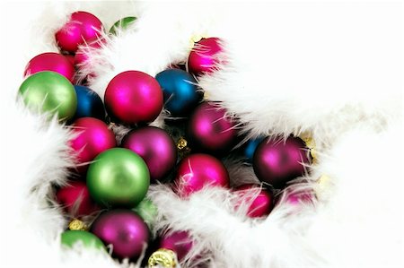 simsearch:400-04499144,k - Small Christmas ornaments nestled in a bed of feathers Stock Photo - Budget Royalty-Free & Subscription, Code: 400-03992634