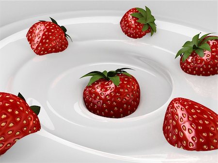 food illustrations yogurt - 3d rendered illustration of white ream with strawberries Stock Photo - Budget Royalty-Free & Subscription, Code: 400-03993134