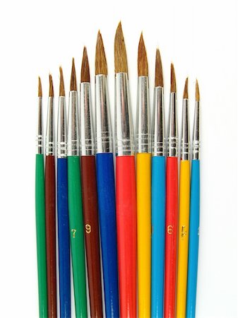 paint brush line art - Some colored paintbrushes on a white background Stock Photo - Budget Royalty-Free & Subscription, Code: 400-03993552