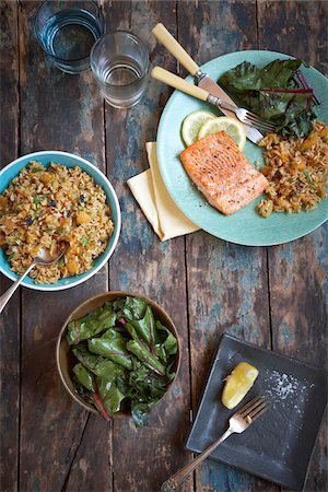 seafood dinners - Trout, Rice and Chard Dinner Stock Photo - Premium Royalty-Free, Code: 600-04625553