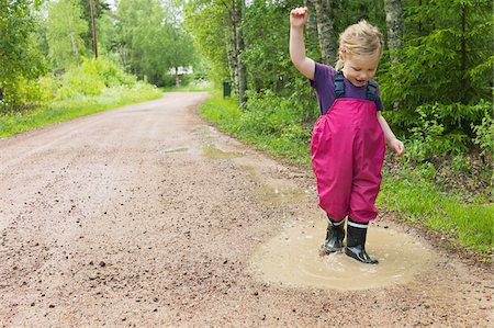 Young Girl Playing in Puddle, Sweden Stock Photo - Premium Royalty-Free, Code: 600-04926393