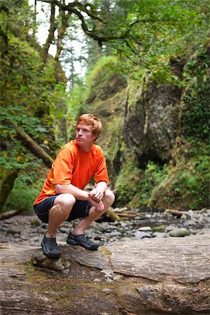 Man Hiking, Oneonta Gorge, Oregon, USA Stock Photo - Premium Royalty-Free, Code: 600-04931711