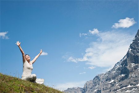 Woman with Raised Arms, Bernese Oberland, Switzerland Stock Photo - Premium Royalty-Free, Code: 600-05452095
